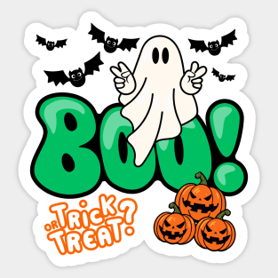 Halloween Boo Cute Trick Or Treat Ghost Sticker